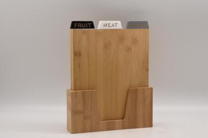 Heim Concept HC-CB183S3B 23.7 x 4.7 x 11.4 cm Bamboo Cutting Board with Index Style Tab Design, Brown - Set of 3 
