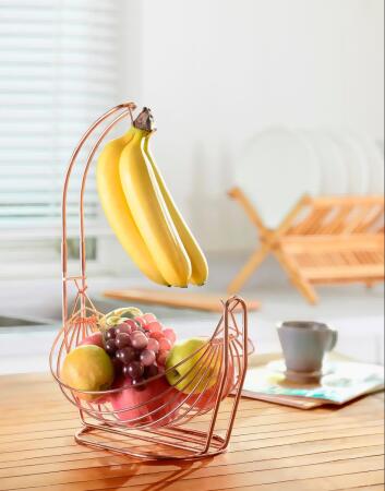 Jiallo SW2116RG Fruit Basket with Banana Hanger, Rose Gold 
