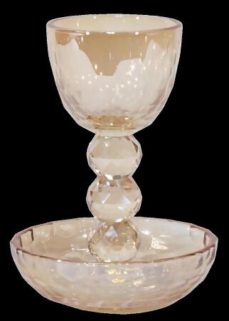 Schonfeld Collection 182903 5.5 in. Crystal Silver Kiddush Cup with Tray, Circle Design 