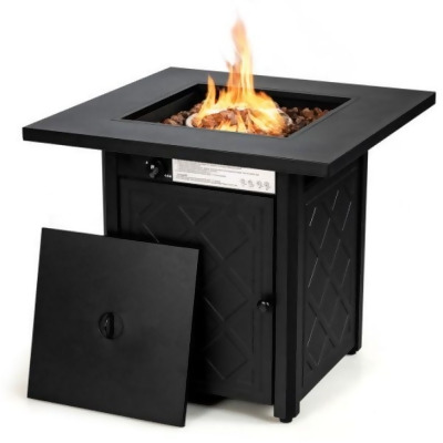 Total Tactic NP10211US-BK 28 in. Propane 50000 BTU Patio Square Gas Fireplace with Lava Rock, Black 