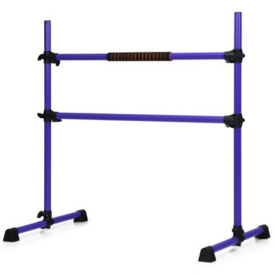 Total Tactic SP37449PU 4 ft. Portable Freestanding Stable Construction Pilates Ballet Barre with Double Dance Bar, Purple 