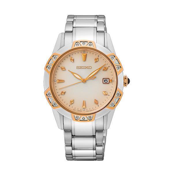 Seiko Clocks SKK730 33.2 mm Ladies Dress Watch, Rose Gold