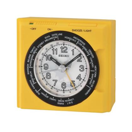 Seiko QHE181E Desk Alarm Clock, Yellow 