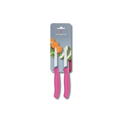 Swiss Army Brands VIC-6.7606.L115B 3 in. 2019 Victorinox Swiss Spear Point Straight Blade Classic Paring Knife Set, Pink - Pack of 2 