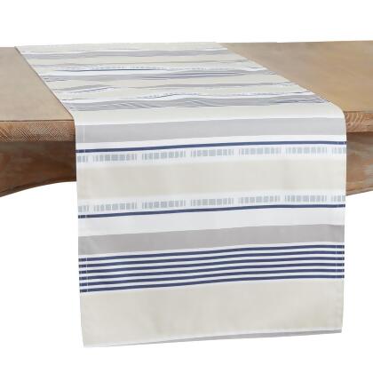 Saro Lifestyle 6496.KH1690B 16 x 90 in. Striped Oblong Table Runner, Khaki 