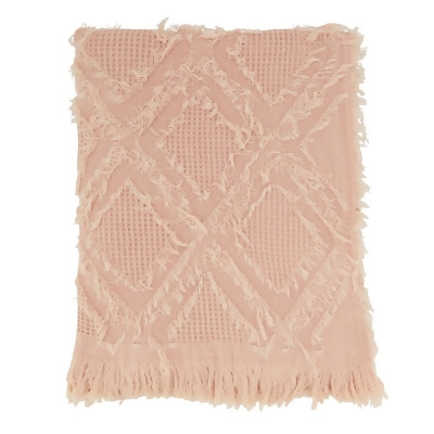 Saro Lifestyle TH1877.RS5060B 50 x 60 in. Fringe Waffle Weave Throw Blanket, Rose 