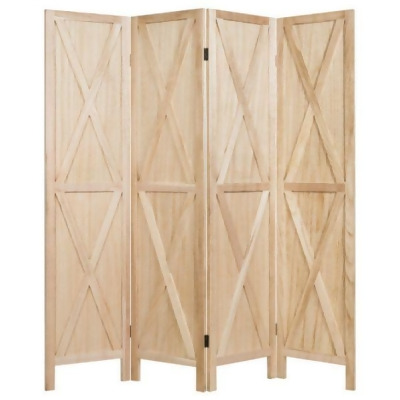 Total Tactic HW65237BN 5.6 ft. 4-Panel Folding Wooden Room Divider, Natural 