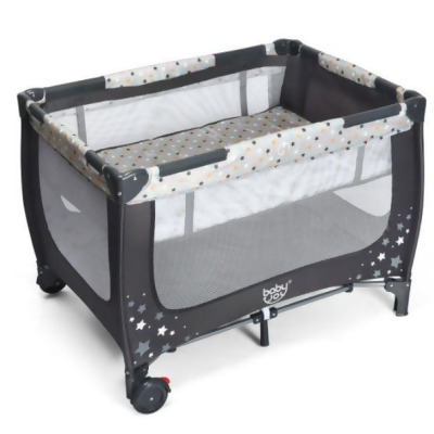 Total Tactic BB0483GR Portable Baby Playpen with Mattress Foldable Design, Gray 