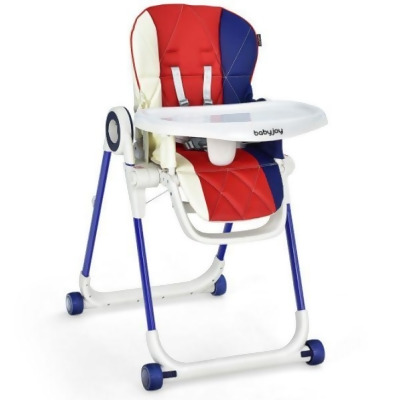 Total Tactic AD10011CL Baby High Foldable Feeding Chair with 4 Lockable Wheels, Red 