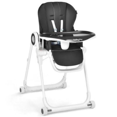 Total Tactic AD10011BK Baby High Foldable Feeding Chair with 4 Lockable Wheels, Black 