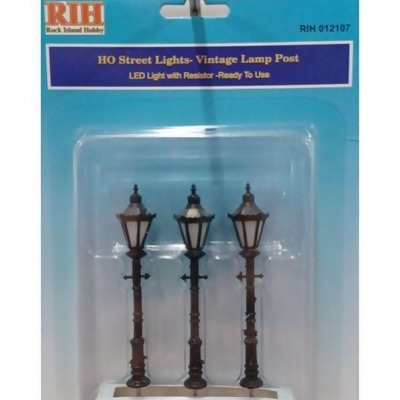 RockIsland RIH012107 HO Scale Classic Vintage Lamp Post, Pack of 3 