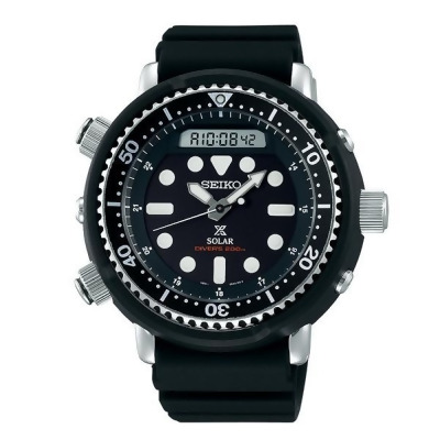 Seiko SNJ025 Solar Prospex Divers Watch with Polyurethane Strap, Black 