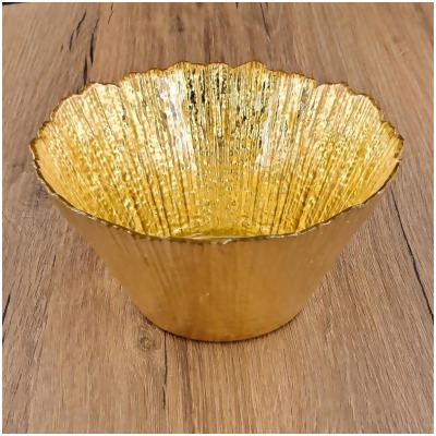 Red Pomegranate Collection 2780-1 6 in. Coral Side Bowl, Gold 