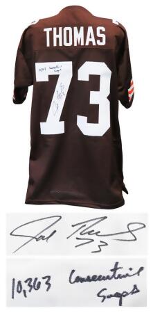 Joe Thomas Signed Brown Custom Football Jersey w/4-Inscriptions