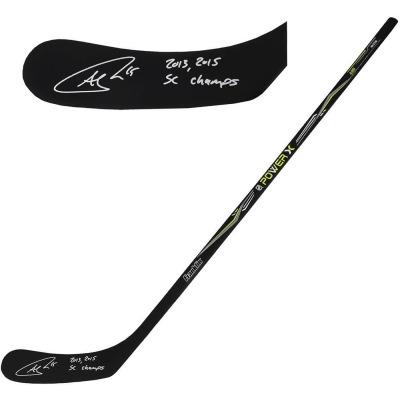 Schwartz Sports Memorabilia SHASTK404 Andrew Shaw Signed Franklin Power x 48 in. Full Size NHL Hockey Stick with 2013, 2015 SC Champs Inscription 