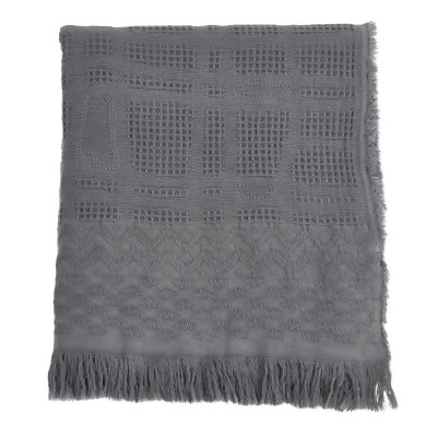 Saro Lifestyle TH201.GY5060 50 x 60 in. Cross Hatch Waffle Weave Throw, Gray 
