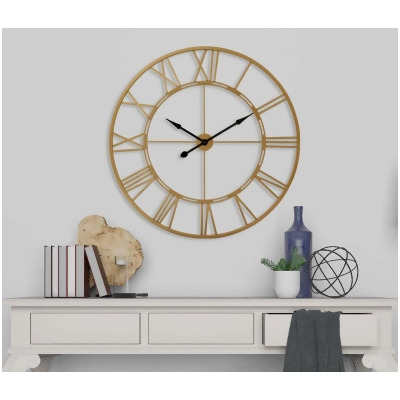 Utopia Alley CL72GD 43.5 in. Oversized Roman Round Wall Clock, Gold 