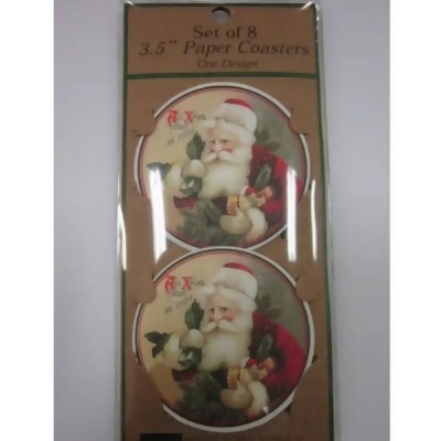Peking Handicraft 88DVM33CO 3.5 in. Joy Santa 1 Design Paper Coasters, 8 Piece - Pack of 4 