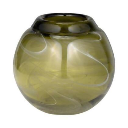Sagebrook Home 18005-01 14 in. Glass Vase Swirl, Green 