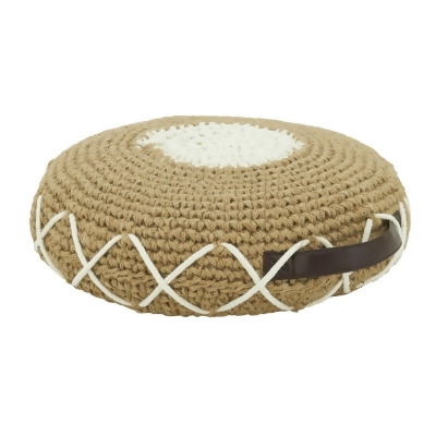 Saro Lifestyle PU508.N 4 x 20 in. Woven Oblong Pouf with Handle, Natural 