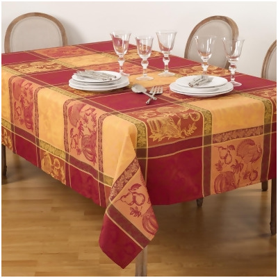Saro Lifestyle 6702.M72160B 72 x 160 in. Thanksgiving Holiday Design Jacquard Cotton Blend Tablecloth, Multi Color 