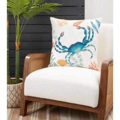 Saro Lifestyle 6940.M20SC 20 in. Crab Design Pillow Cover, Multi Color 