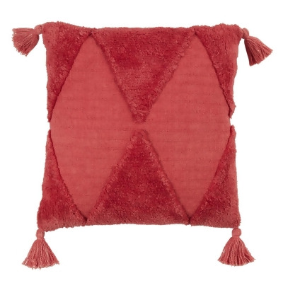 Saro Lifestyle 5314.RU18SD 18 in. Tufted Diamond Tassel Throw Pillow with Down Filling, Rust 