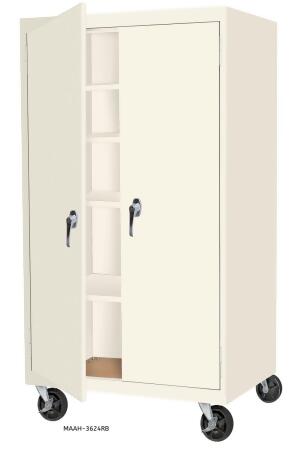 Steel Cabinets USA MAAH-3618RB-W Mobile Cabinets with 4 Adjustable Shelves - White, 36 x 18 x 66 in. 