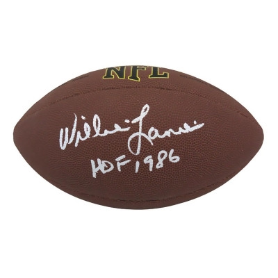 Schwartz Sports Memorabilia LANFTB320 Willie Lanier Signed Wilson Super Grip NFL Football with HOF 86, Full Size 
