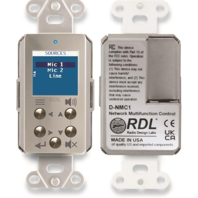 Radio Design Labs RDL-DS-NMC1 Multi-Function Remote Control Dante Wall Plate with Screen, Stainless 