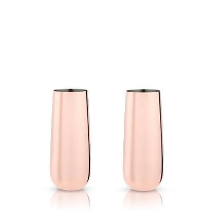 Viski 6456 8 oz Summit Stemless Champagne Flutes, Copper - Set of 2 