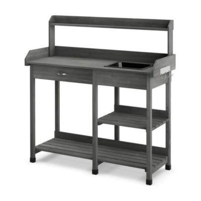 Total Tactic GT3203GR Outdoor Garden Potting Bench Lawn Patio Table Storage Shelf Work Station, Gray 