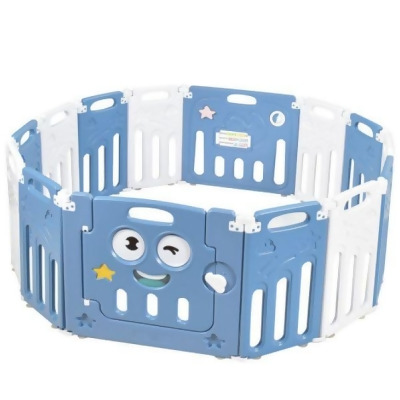 Total Tactic BB5487BL 14-Panel Foldable Baby Playpen Kids Activity Centre, Blue 