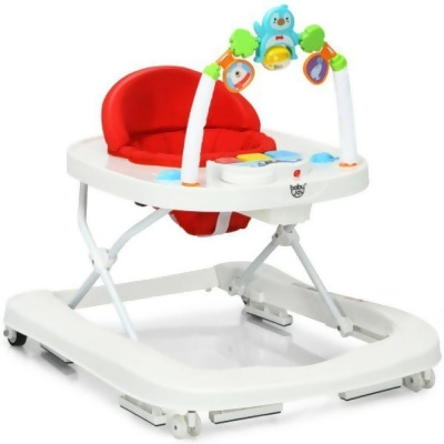 Total Tactic BB5664RE 2-in-1 Foldable Baby Walker with Adjustable Heights, Red 