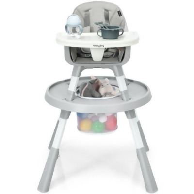 Total Tactic BB5693GR 6-in-1 Baby High Chair Infant Activity Center with Height Adjustment, Gray 