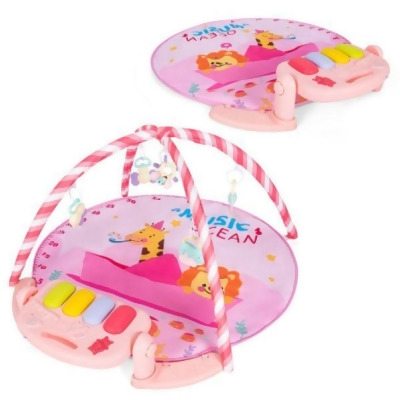 Total Tactic BE10002PI Baby Activity Play Piano Gym Mat with 5 Hanging Sensory Toys, Pink 