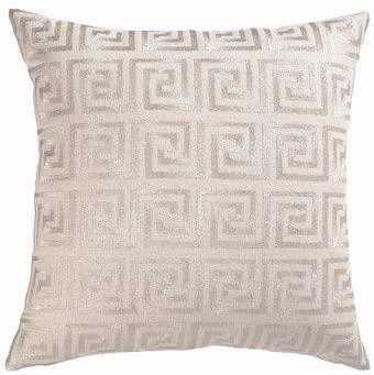 Peking Handicraft 24DL511BC20SQ 20 x 20 in. Greek Key Metallic Embroidered Pillow, Silver 