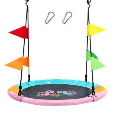 Total Tactic NP10154 40 in. Flying Saucer Tree Swing with Hanging Straps Monkey, Pink 