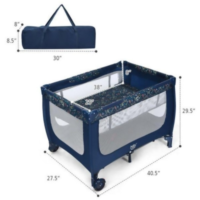 Total Tactic BB0483BL Portable Baby Playpen with Mattress Foldable Design, Blue 