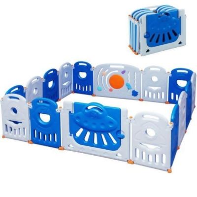 Total Tactic BB5545BL 16-Panel Baby Playpen Safety Play Center with Lockable Gate, Blue 