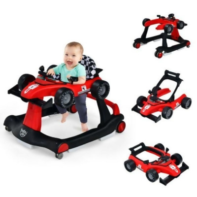 Total Tactic BC10021RE 4-in-1 Foldable Activity Push Walker with Adjustable Height, Red 