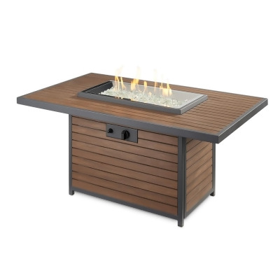 Outdoor Greatroom KW-1224-19-K 24 x 12 in. Kenwood Rectangle Chat Height Gas Fire Pit Table, Brown 