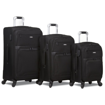 Rolite 25RL-105-BLACK Explorer Expandable Spinner Luggage Set - Black, 3 Piece 