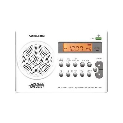 Sangean DE6323 Radio Tuner - 19 PresetsLCD Display, White 