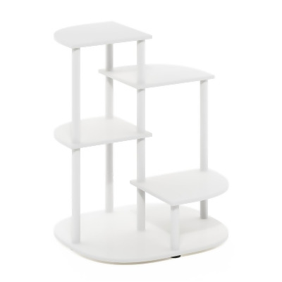 Furinno 22239FBWHVWH Celuka 4-Tier Indoor Outdoor Potted Plant Stand Holder for Multiple Plants, White & Virgin White 