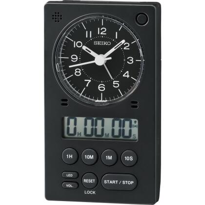 Seiko QHE190K Desk Alarm Clock, Black 