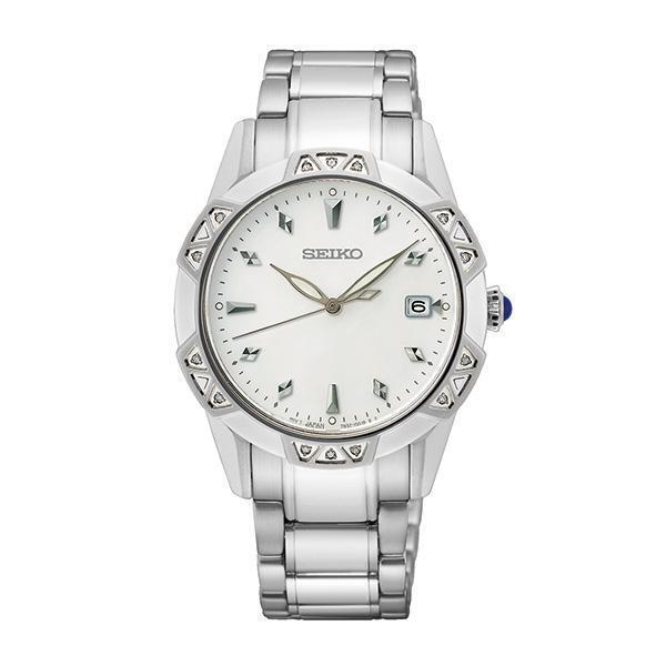 Seiko Clocks SKK727 33.2 mm Ladies Dress Watch, White
