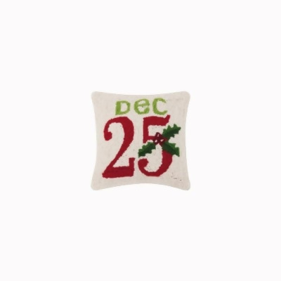 Peking Handicraft 31RN19C10SQ 10 x 10 in. Dec25 with Holly Polyester Filler Hook Pillow, Pack of 3 