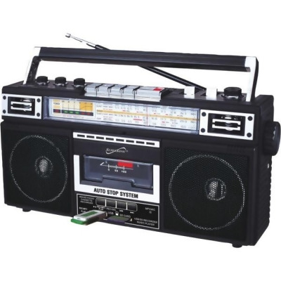 Supersonic SC-3201BT-BK 4000 watt 4 Band Cassette Radio, Black 