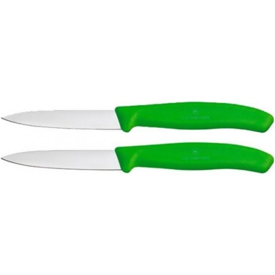 Swiss Army Brands VIC-6.7606.L114B 3 in. 2019 Victorinox Swiss Spear Point Straight Blade Classic Paring Knife Set, Green - Pack of 2 